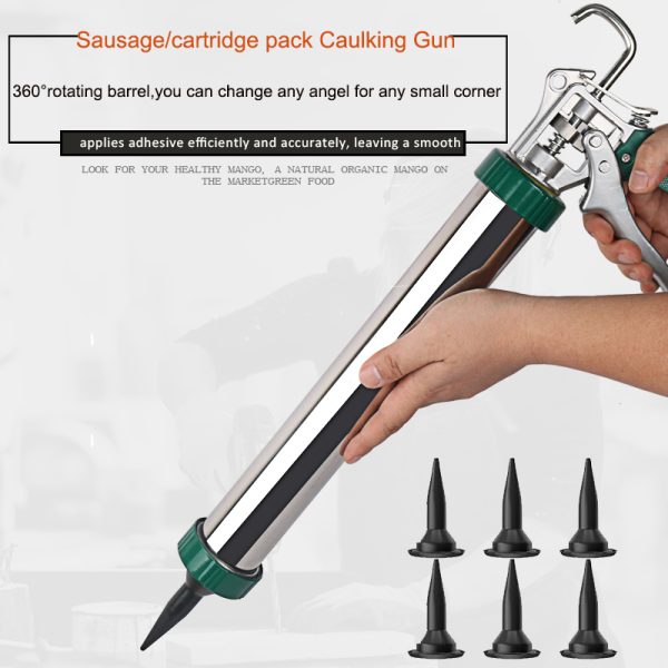 15‘’Sausage Caulking Gun,20 oz Sausage Foil Pack or silicone sealant