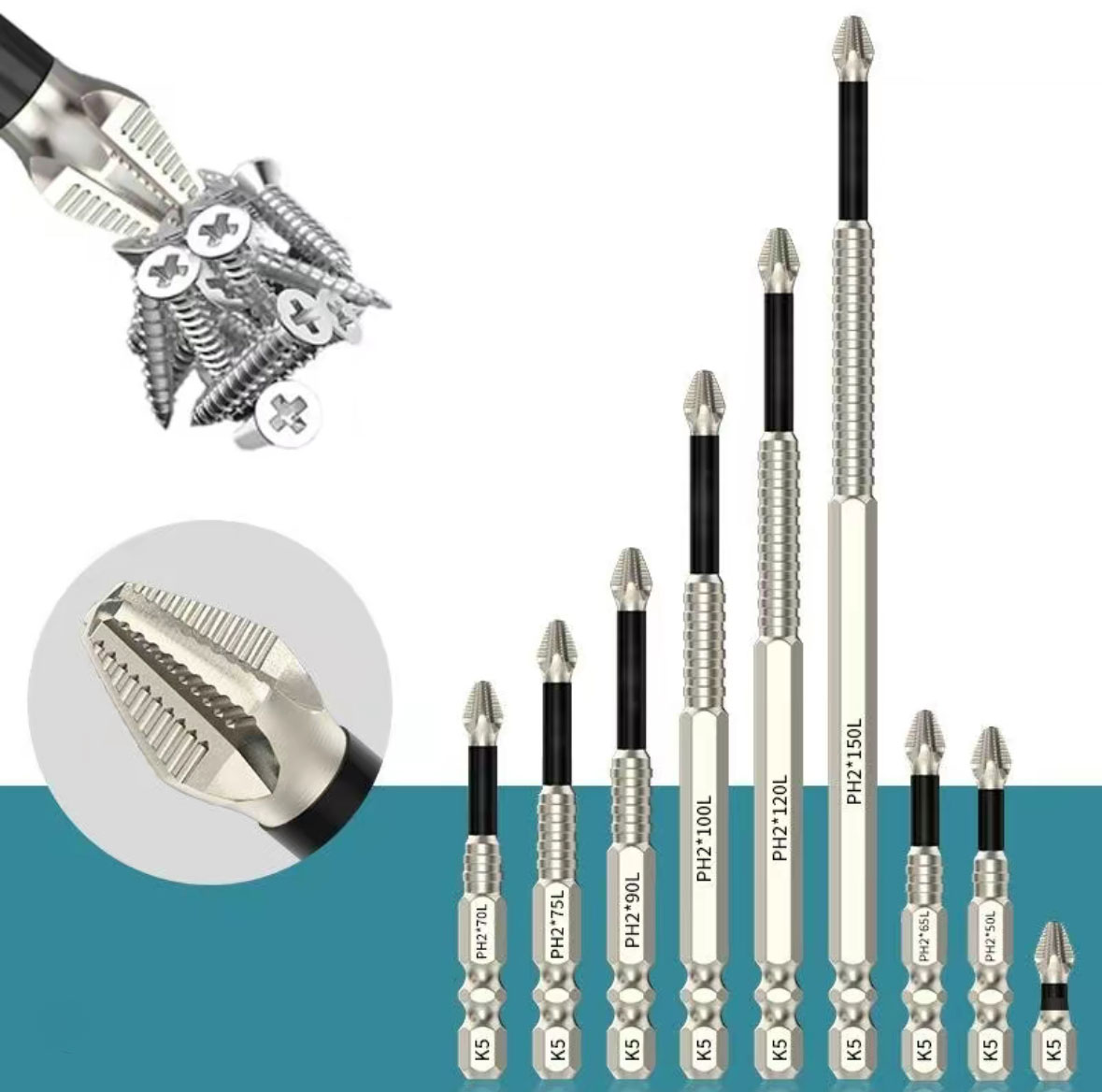 K5 Impact-Resistant High Magnetic Screwdriver Bit Set - Image 2